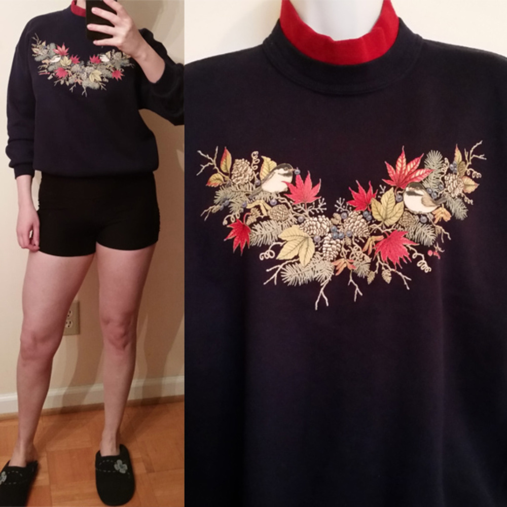 Morning sun vintage style sweatshirt birds fun S/P